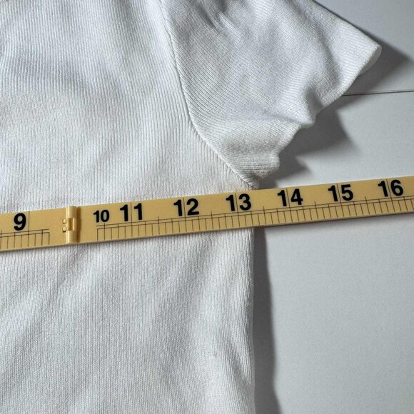 ZARA Ribbed Knit White Cropped Tee | Short Sleeve Minimalist Basic Top Size M - Picture 5 of 6